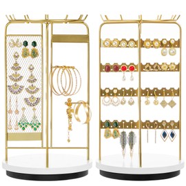 Homde Jewelry Stand Large for Dresser: Earring Necklace Organizer for modern Women - Metal Watch Bracelet Rotating Holder Space Saving for Countertop