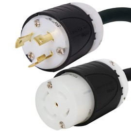 NEMA L5-30P to L21-30R Plug Adapter - 1 Foot, 30A/125V, 10 AWG - Iron Box # IBX-7576-01