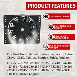 PRUNkuar 6 Inch Small Slim Push Pull Electric Cooling Fan 650CFM Radiator Oil Cooler Mount Kit Black 2Pcs