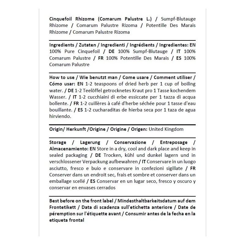 Health Embassy Cinquefoil Rhizome | Comarum palustre L | Loose