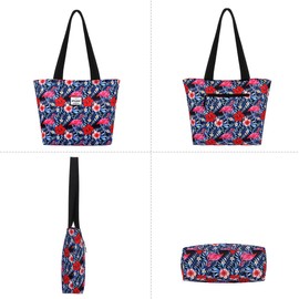 HAWEE Ladies Tote Bag with Zip Lightweight Women Shoulder Bag Large Capacity Casual Shopping Bag Waterproof Girls Top Handle Handbag for Daily Life Work School Travel Camping Beach