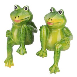 Nimomo Pack of 2 Resin Decoration Durable Resin Frogs Statue Garden Decoration Sculpture Outdoor Garden Decoration Sculpture for Home Desk Garden Ornament for Home Desk Garden Ornament
