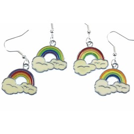 Miniblings Rainbow Earrings Fantasy Cloud Child Jewellery Rainbow Handmade Fashion Jewellery I Earrings Silver-Plated, Cotton, No Gemstone