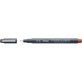 Pentel Pointliner S20P-5SG Fineliner, Sanguine, Waterproof and Non-fading, 0.5 mm, Pack of 1