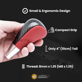 Leather Wood Gear Shift Knob for Toyota Avalon Yaris 4Runner Land Cruiser Sienna Camry Solara Tacoma and Lexus ES300 ES330 GS300 GS400 GS430 SC300 SC400 (Red Leather/Carbon Fiber Pattern)