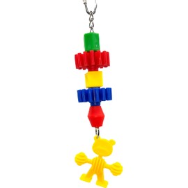 Mandarin Bird Toys 1004 Foot Gear Puller by M&M - Colorful Handmade Interactive Hanging Toy, Smooth Plastic Parts, Fun Manimal Figure, Easy to Grab for Beaks and Feet, Excellent for Small Size Pets