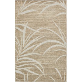 Unique Loom Outdoor Botanical Collection Carved Transitional Indoor and Outdoor Flatweave Beige Area Rug (5' 0 x 8' 0)
