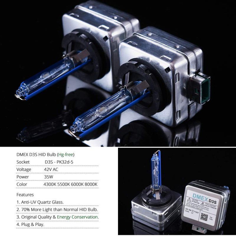 DMEX D3S HID Headlight Bulbs Xenon 8000K White Blue 35W
