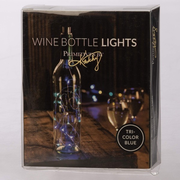 Primitives by Kathy Wine Bottle Lights, 58-Inch String, Tri-Color Blue