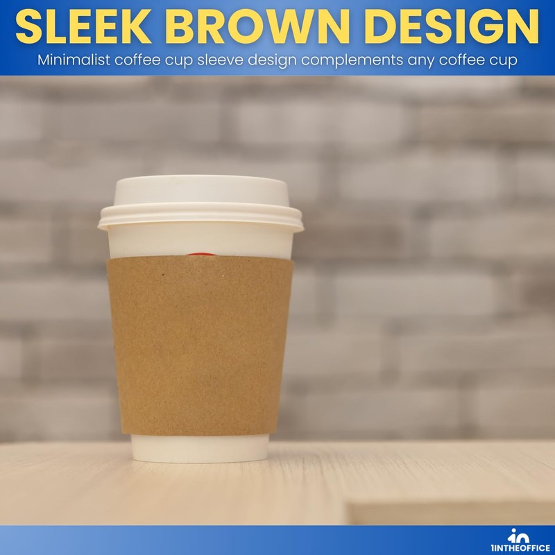 1InTheOffice Corrugated Coffee Cup Sleeves For 10oz 12oz 16 oz