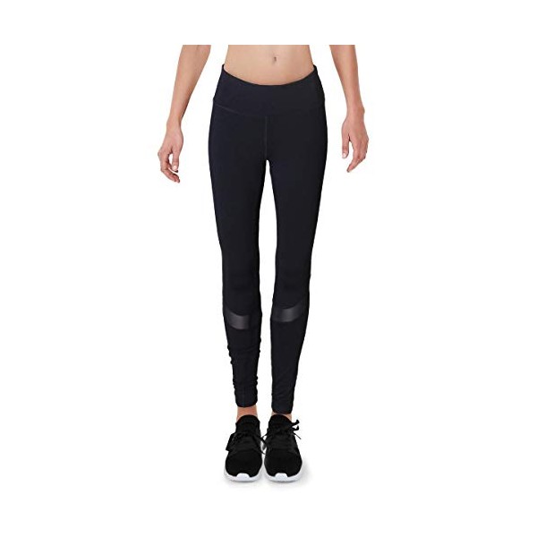Gaiam Women's Full Length Yoga Pants - High Rise Compression Workout Leggings - Athletic Gym Tights - Om Pitch Black, X-Small