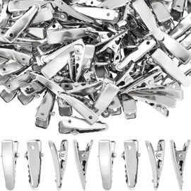YALOJE 100pcs Metal Alligator Hair Clips, Small Crocodile Hair Clips, Alligator Barrettes Accessories for Women DIY Crafts, Hair Bows, Arts - Silver