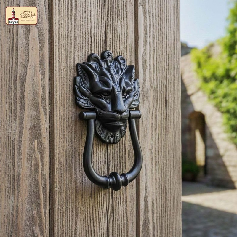 SaKeGa Mystic Colonial Medieval Cast Iron Lion Head Door Knocker
