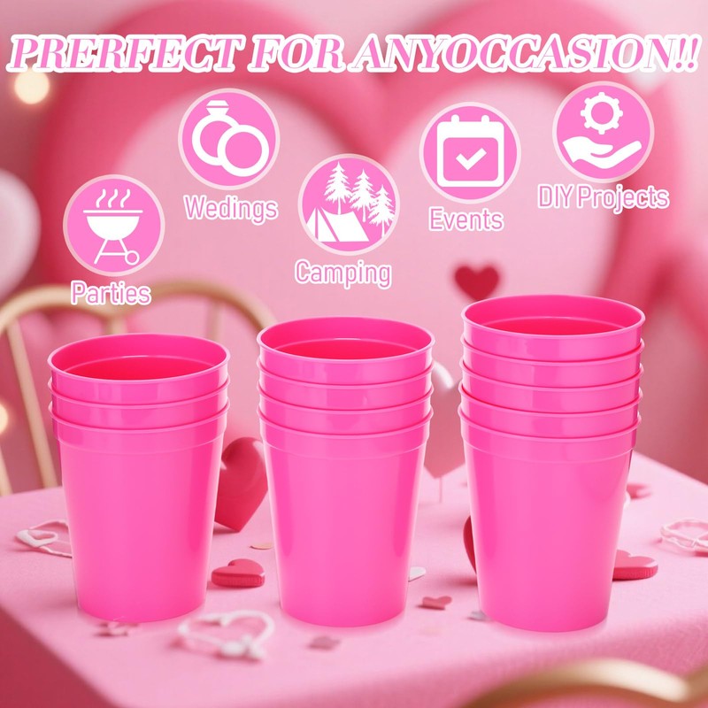 Yungyan 50 Pack 16oz Stadium Cups Reusable Plastic Cups Blank