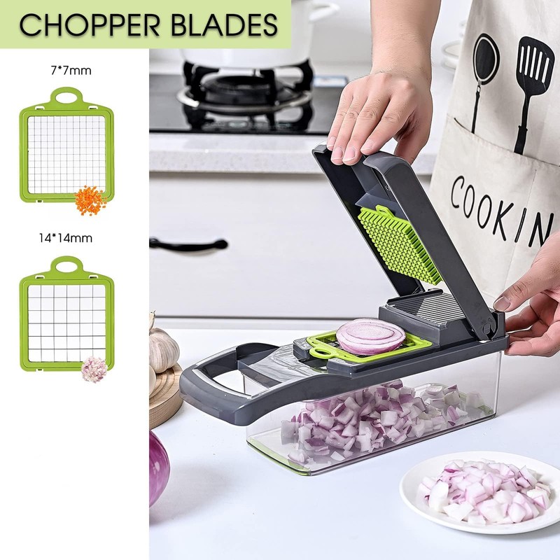 Vegetable Chopper Slicer 13-in-1 with Spice Chopper Set 7 Blades