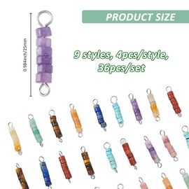 SUPERFINDINGS 36Pcs 9 Styles Natural Gemstone Link Stone Connector Charms Gemstone Beaded Connector Agate Pendant with Double Loops Stone Beaded Connectors for Jewelry Making