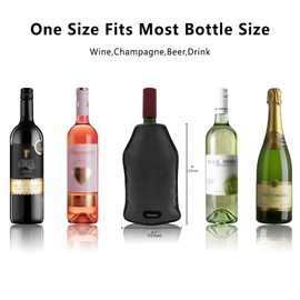 Pallesen Portable Wine Cooler Sleeve Reusable Wine Bottle Chiller Flexible Wine Ice Bag Keep Wine Cool and Refreshing for 750ml Standard Size Bottles Red Wine, White Wine & Champagne (Black)