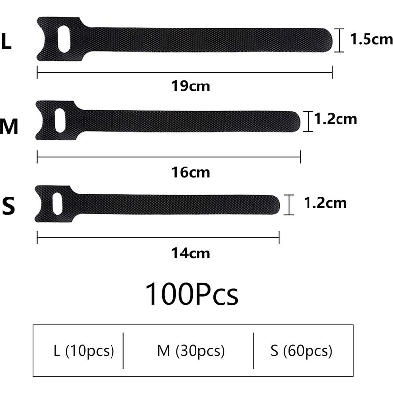 Honyear Reusable Cable Ties in 3 Different Lengths - 190
