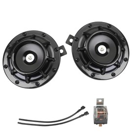 GAMPRO Car Horn Set 12 V 135 dB Super Loud High and Low Tone Metal Twin Horn Kit with Holder for Cars Trucks SUVs Motorcycles Off-Road Boats (Black)
