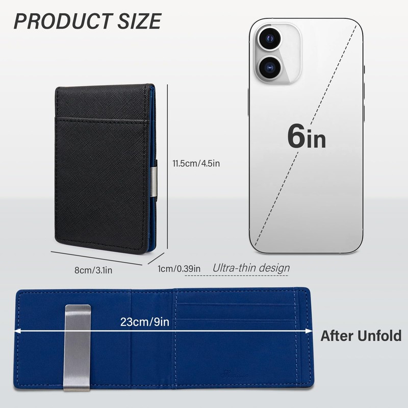 AfitLulu Men's Small Flap PU Leather Wallet with Metal Clip,