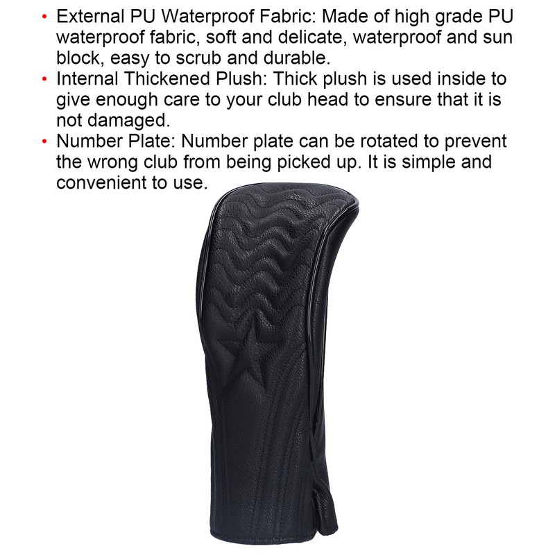 Golf Club Head Cover Waterproof PU Leather Golf Wood Head