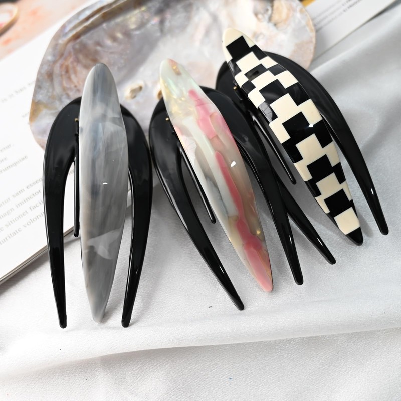 Handmade Celluloid French Design Tortoise Shell Barrettes Side-slide Opening Duck