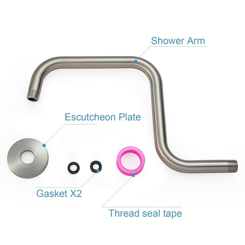OFFO Shower Head Extension Arm 13 in, Brushed Nickel S