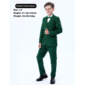 A&J DESIGN Boys Christmas Suit Easter St. Patrick's Day Tuxedo Wedding Formal Dress Prom Outfit Emerald Green Size 6