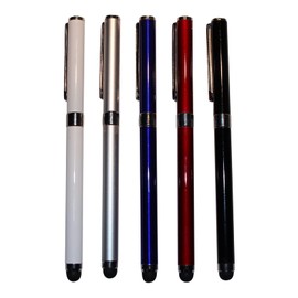 Dealbude24 5 x Silver 2-in-1 Touch Display Ballpoint Pen Stylus Pen Slim Pen
