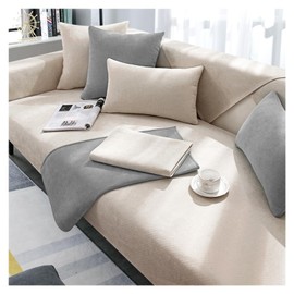 CJJZFO Sofa Cover Soft Chenille Sofa Cover: Dog Cat Sofa Protector Non-Slip Vintage Couch Cover for U Shape L Shape Sectional Sofa for 1 2 3 4 Seater Sofa (Beige, 90 x 160 cm)