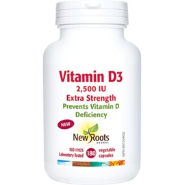 New Roots Vitamin D3 2,500 IU Extra Strength (Capsules), 180 Vegetable Capsules