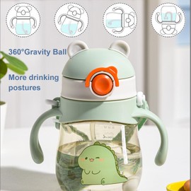 Bestele Schnabeltasse Baby,Trinklernbecher Kinder ab 6 Monate Auslaufsicher Trinkbecher, Trinkbecher Kleinkind Beschwerter Strohhalm mit Schlüsselband Griffen 300ml