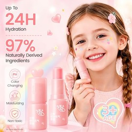 RUNBEN Bálsamo Labial Que Cambia De Color Para Niños, Hidratante 24 Horas Para Labios Agrietados, Seguro Y No Tóxico, Ideal Para Niñas, Regalo De...  