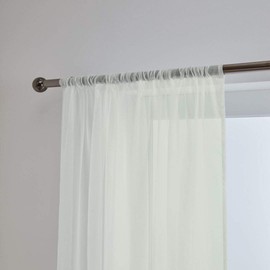 John Aird Lucy Woven Voile Slot Top Curtain Panels (Cream, 58" Wide x 90" Drop)