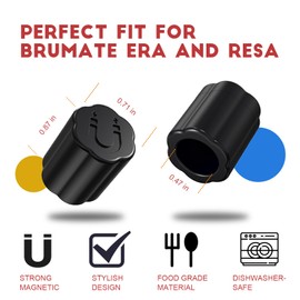 2 Pack Magnetic Straw Covers, Silicone Straw Topper cap for BrüMate All Era and Resa Tumblers, Brumate Accessories (Black)