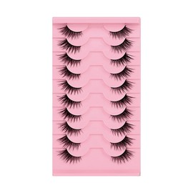 KEQAR 10 Paar Halbe Wimpern Natürlich Künstliche Cat Eye Klare Band Half Cateye Flauschige Falsche Natural Fake Lashes (18mm)