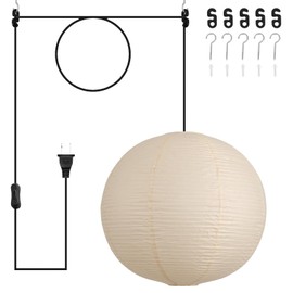 Fivemengo 20in Paper Lanterns Plug in Hanging Lamp Off-White 19.7FT Cord