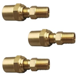 3 Pack Pipe Fitting Adapter of 1/4" NPTF Male x 3/8" Hose ID x 5/8" Hose OD, Pipe Connector Replacement Part, Brass