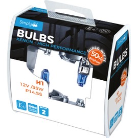 Simply SWH1 High Performance H1 Car Bulb Duo Box of Two 12V 55W P14.5S Base Suitable for all Headlights 50% Brighter than standard