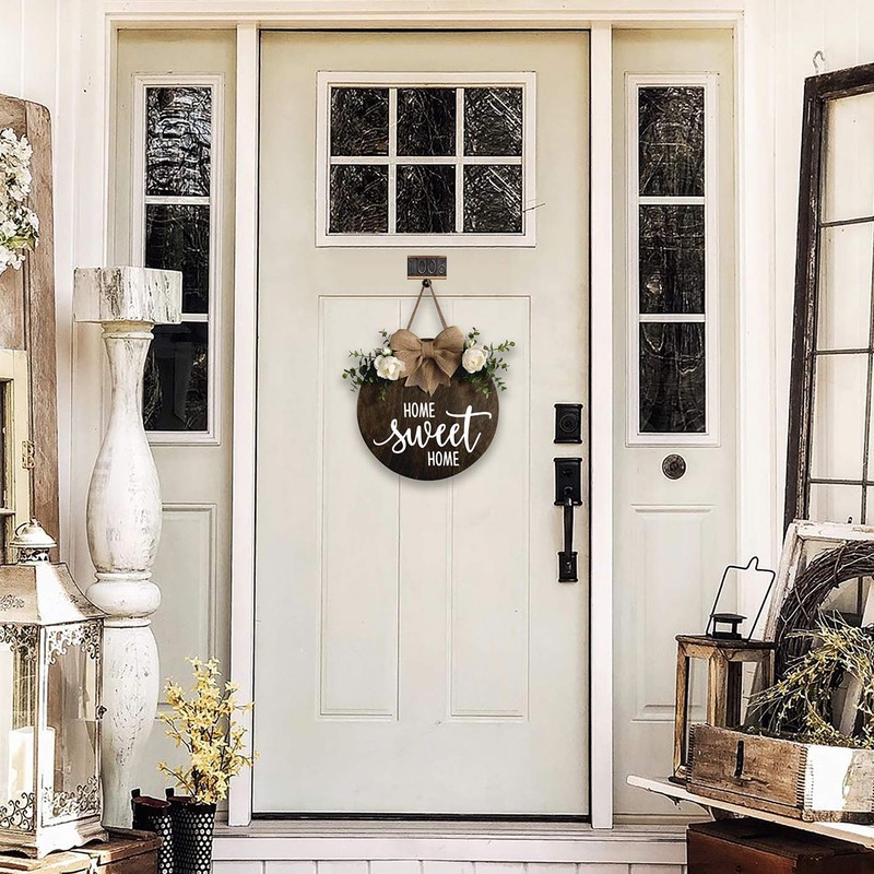 MayAvenue Home Sweet Home Wreaths Decor Sign Front Door, Round