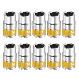 HARFINGTON 10pcs 1/2" Drive 6 Points Socket 13mm Metric Shallow Impact Socket CR-V Steel Flip Socket Spindle Axle Nut Impact Socket for Home Auto Hex Nuts Bolts Repair, Silver Yellow
