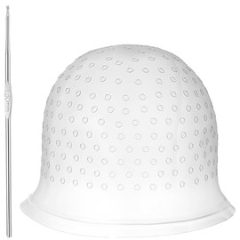 Sibba Gorro de silicona para colorear el cabello con gancho de ganchillo, reutilizable, agujero perforado, resaltado, tapas de tiro, tapa de glaseado 