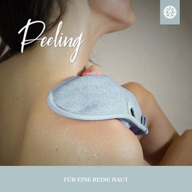 Exfoliating Glove incl. Exfoliating Guide (May not be in English language) + 2 x Bonus Suction Cups - Luxury for Your Body - Wellness Glove - Body & Face Shower Sponge - Hamam Gloves Grey/grey