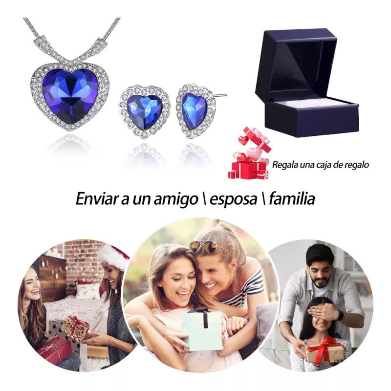 THE9SHOP Collar Titanic Conjunto De Collar Y Aretes Corazón Del