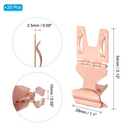 PATIKIL 20Pcs Metal Sign Clips, Rotatable Sign Holder Stand Clips Label Display Rack Merchandise Price Tag Clamps for Supermarket Retail Display, Rose Gold