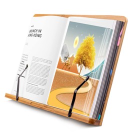 Large 15 Inch Bamboo Textbook Book Stand for Large Books Holder Reading Textbooks Bookstand Hands Free in Bed Cookbook Holders Stands for Kitchen Counter Adjustable Desktop Desk Book Stand Law School