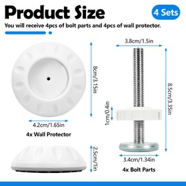 4Pcs Spindle Rods Gate Threaded Spindle Rods Anti-Slip Gates Accessory Screw Bolts Kit with Wall Fixer for Pressure Mounted and Pet Gates (4)