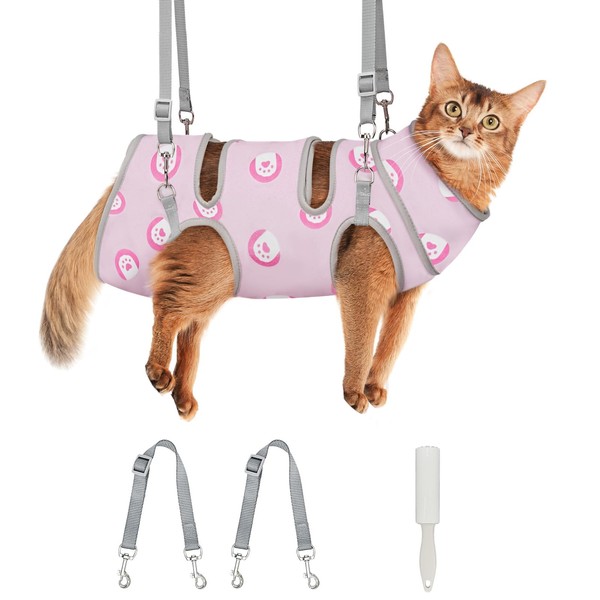 Supet Cat Grooming Hammock, Soft Fabric Nail Clipper Hammock, Self-Adhesive