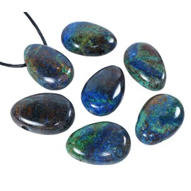 Lebensquelle Plus Azurite Malachite, Drilled Tumbled Stone Pendant with Cotton Band, High-Quality Gemstone Pendant, Stone, Moonstone