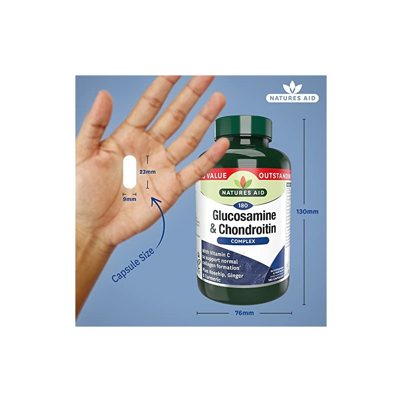 Natures Aid Glucosamine and Chondroitin Complex, with Vitamin C, Rosehip,